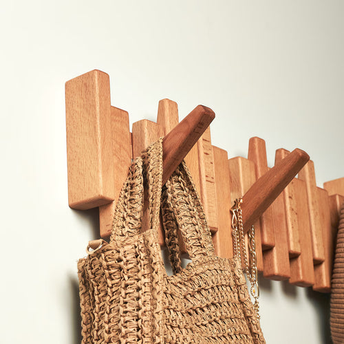Porte-manteau en bois massif gain de place PianoFold™ et organisateur d'entrée moderne