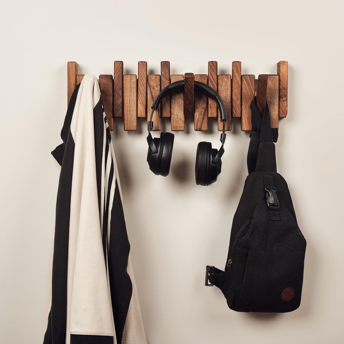 PianoFold™ Space-Saving Solid Wood Coat Rack & Modern Entryway Organizer